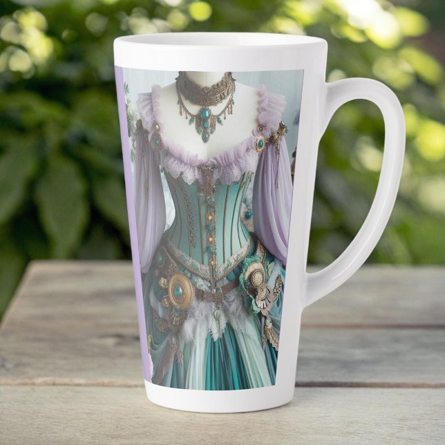 Tasse Latte Fairytale Spring Pastel Floral Gown (Créateur téléchargé)