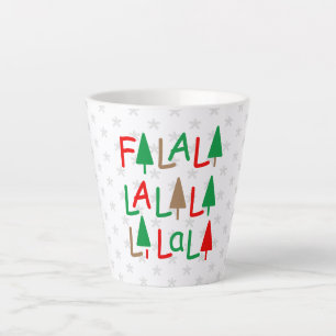Tasse Latte Falalalala... Rouge Vert Brown flocons de neige La