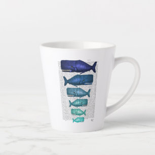 Tasse Latte Famille de baleines bleues
