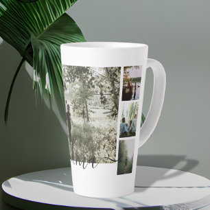 Tasse Latte Famille de collage de photos et de textes personna