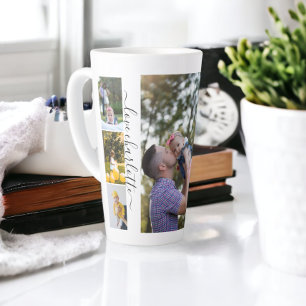 Tasse Latte Famille de collage de photos et de textes personna