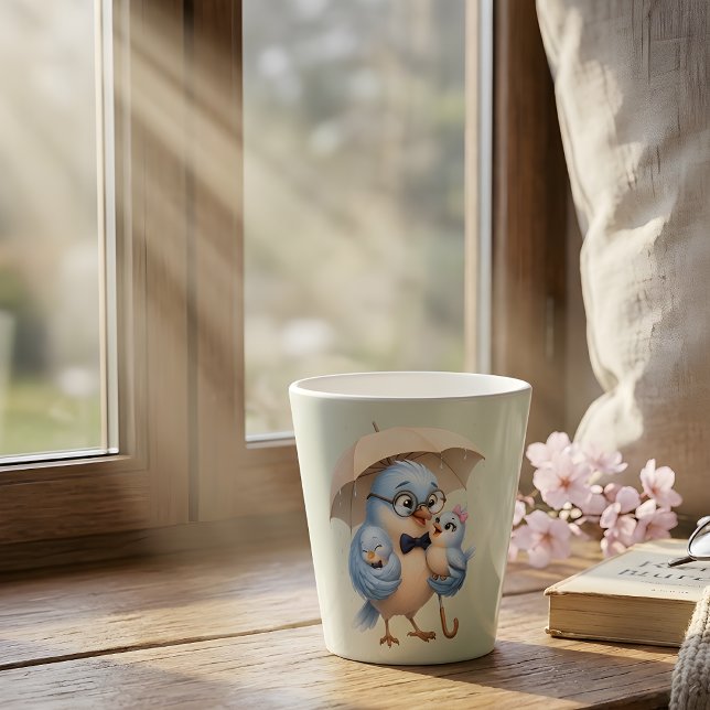 Tasse Latte Famille Papa Oiseau (Créateur téléchargé)