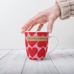 Tasse Latte Fancy Romantic Red & Rose Hearts Motif<br><div class="desc">Fancy Romantic Red & Rose Hearts Motif</div>