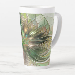 Tasse Latte Fantaisie Abstraite Moderne Fleur Fractale Colorée
