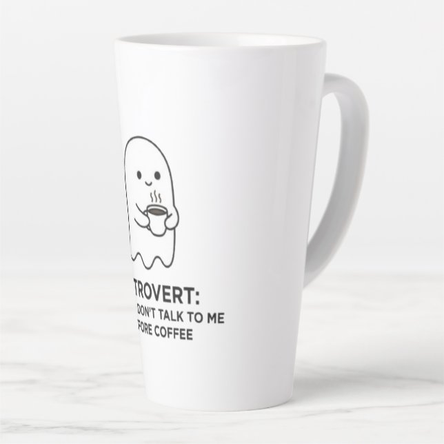 Tasse Latte Fantôme Introverti Ne Parle Pas Avant Le Café (Angle droit)