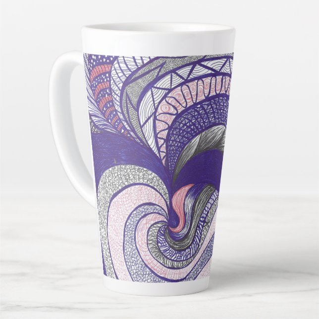 Tasse Latte Farimah | Art abstrait à main levée fluide (Angle gauche)