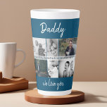 Tasse Latte Father with Kids and Family Dad Photo Collage<br><div class="desc">Père avec enfants et famille Papa Photo Collage Latte Mug. Collage de 6 photos, le nom du père avec un message doux dans un script tendance et les noms des enfants qui superposent les photos. Ajoutez vos 6 photos de famille préférées. Bon sang et un cadeau pour l'anniversaire, la fête...</div>