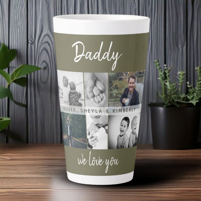 Tasse Latte Father with Kids and Family Dad Photo Collage (Créateur téléchargé)