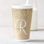 Tasse Latte Faux Gold brossé Parties scintillant métallique Im<br><div class="desc">Personnalisez facilement ce design chic et branché en latte avec une jolie parties scintillant en faux or brillant sur un arrière - plan métallique brossé en or.</div>
