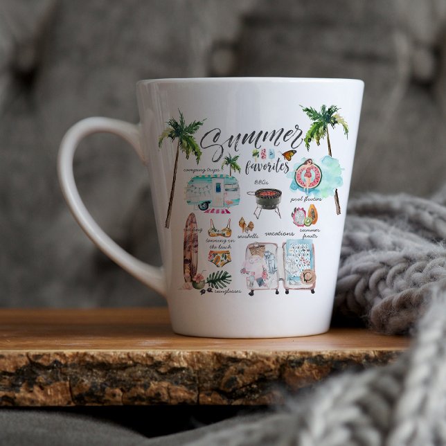 Tasse Latte Favoris d'été tendance | Illustration aquarelle (Créateur téléchargé)