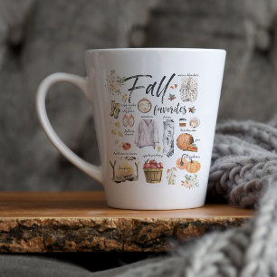Tasse Latte Favoris tendance d'automne   Illustration aquarell