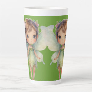 Tasse Latte Fée de la Forêt Enchantée : lutin vert pastel