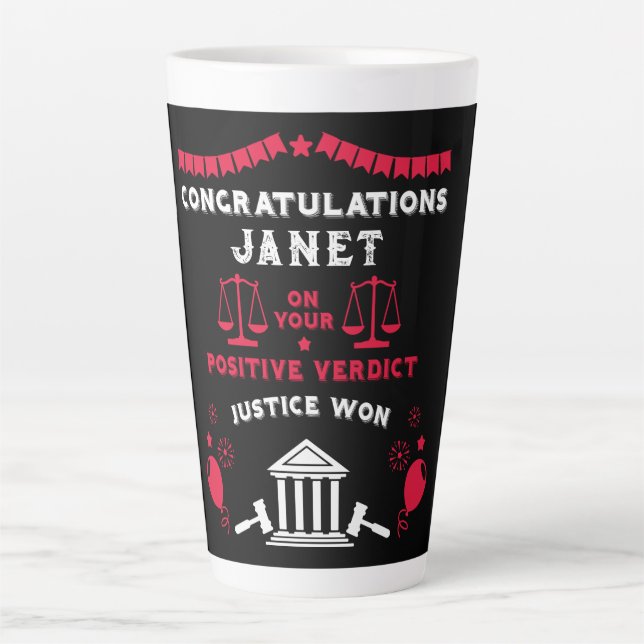 Tasse Latte Félicitations au verdict du tribunal (Devant)