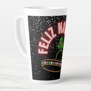 Tasse Latte Feliz Navidad Holiday Neon