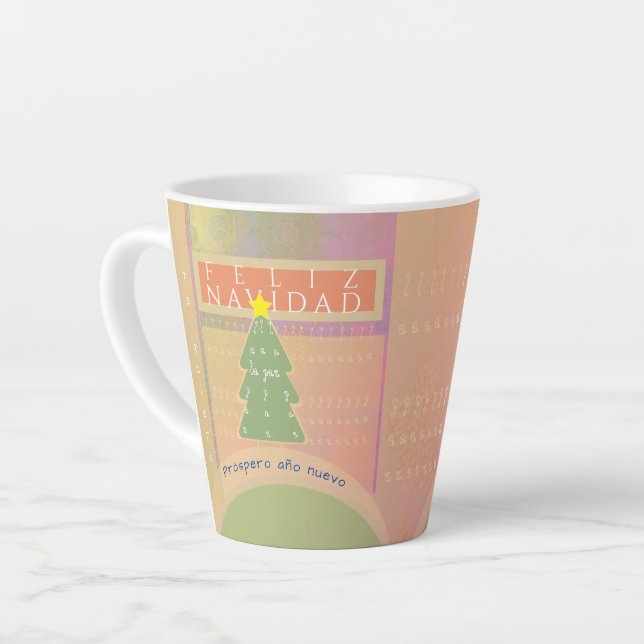 Tasse Latte "Feliz navidad" Paix et Bonne Année (Angle gauche)