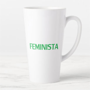 Tasse Latte Feministe féministe en espagnol vert blanc modern