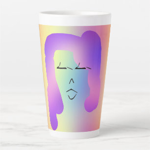 Tasse Latte Femme Aux Cheveux Violets Personnalisez