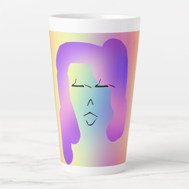Tasse Latte Femme Aux Cheveux Violets Personnalisez (Devant)