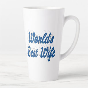 Tasse Latte Femme avec texte bleu