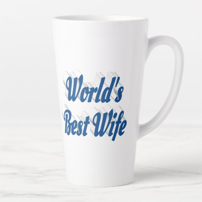 Tasse Latte Femme avec texte bleu (Droite)