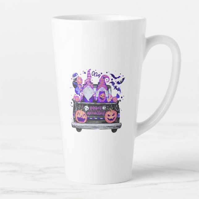 Tasse Latte Femme dans un pickup de gnomes d'Halloween (Droite)