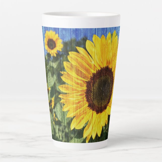 Tasse Latte Fence painted de Sunflowers (Devant)