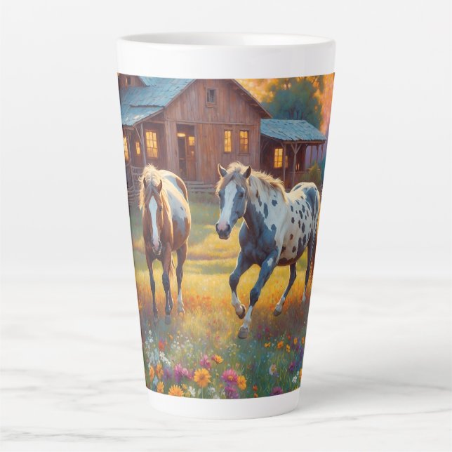 Tasse Latte Ferme Équestre (Devant)
