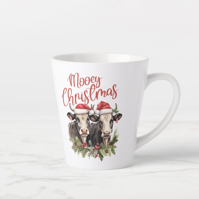 Tasse Latte Ferme rétro Noël deux vaches animaux d'argent (Droite)