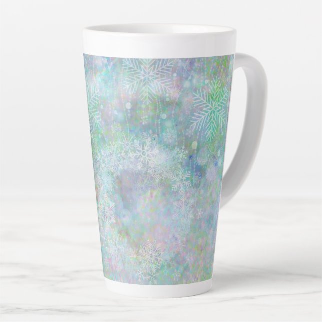 Tasse Latte Festif Pastel Conception de flocon de neige (Angle droit)
