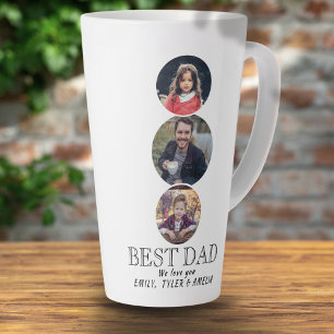 Tasse Latte Fête 3 du Père du meilleur papa Collage photo oval