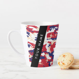 Tasse Latte Fête de l'Indépendance Camouflage Votre nom Person
