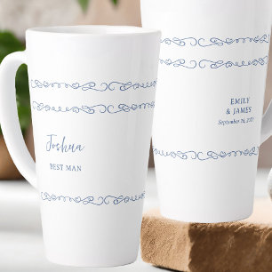 Tasse Latte Fête de mariage bleu français gribouillé fantaisis