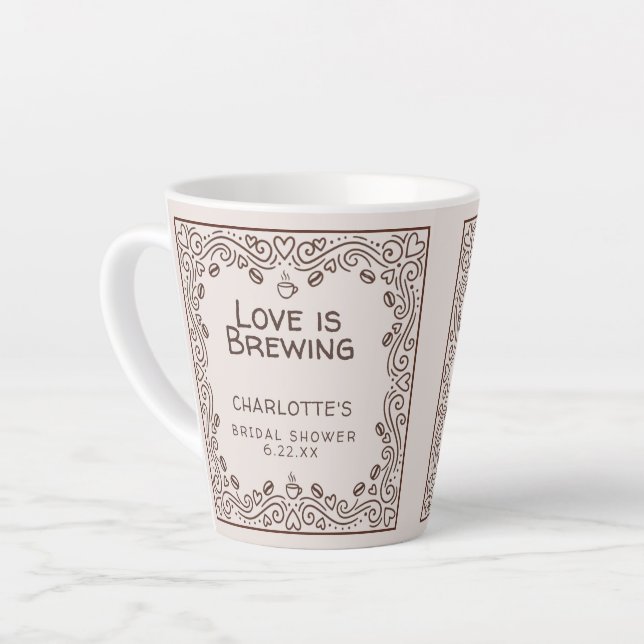 Tasse Latte Fête de mariage fantaisiste marron L'amour est en  (Angle gauche)