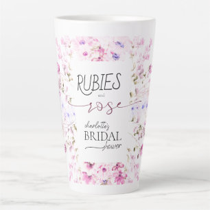 Tasse Latte Fête de mariage personnalisée aquarelle rose rubis