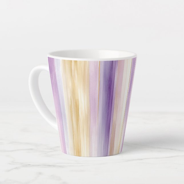 Tasse Latte Fête de Mariage Romantique Iris Violets et Crème à (Angle gauche)