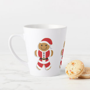Tasse Latte Fête de Noël de l'homme de pain d'épice sourian