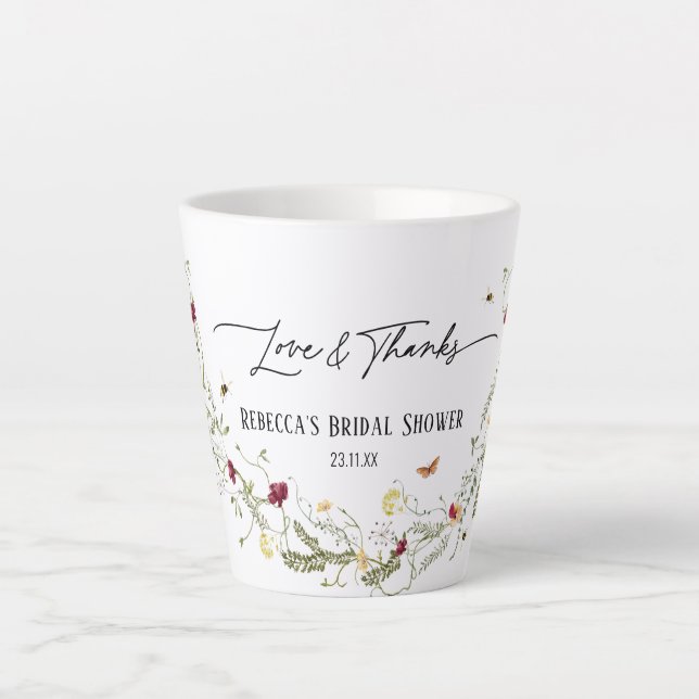 Tasse Latte Fête des mariées personnalisée Fleur sauvage éléga (Devant)