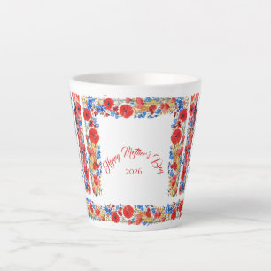 Tasse Latte Fête des Mères 2026 Coups de Pinceau Fleurs Sauvag
