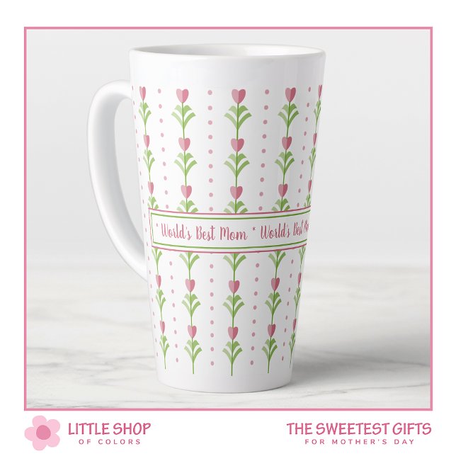 Tasse Latte Fête des mères de la meilleure maman rose de la pl (Créateur téléchargé)