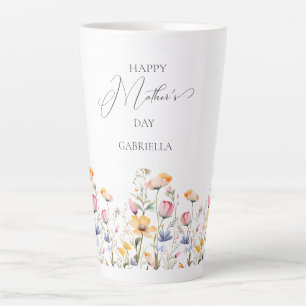 Tasse Latte Fête des mères du Fleur sauvage de prairie aquarel