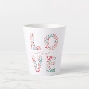 Tasse Latte Fête des mères maman Je t'aime floral Élégant Scri