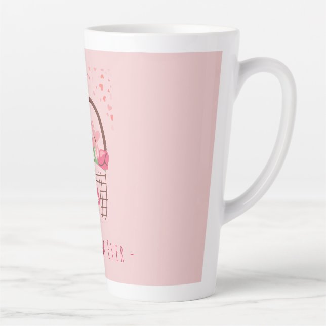 Tasse Latte Fête des Mères, Meilleure Mère, avec Belle Fleur  (Droite)