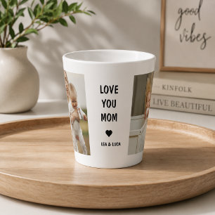 Tasse Latte Fête des Mères personnalisée moderne – Je t'aime M