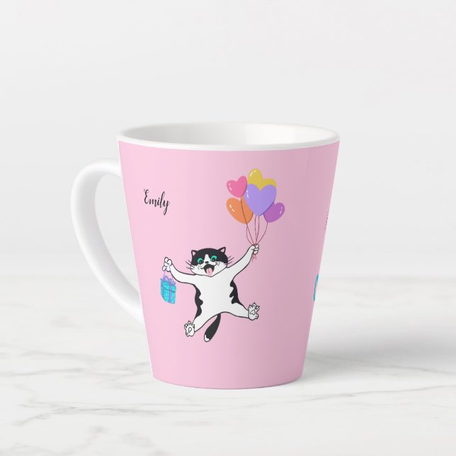 Tasse Latte Fête des mères roses personnalisées Cadeau Meilleu (Angle gauche)