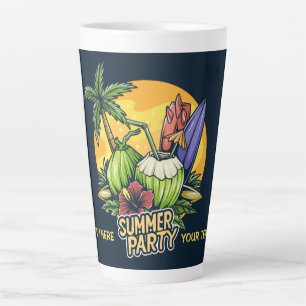 Tasse Latte Fête d'été Tropical Texte Personnalisé