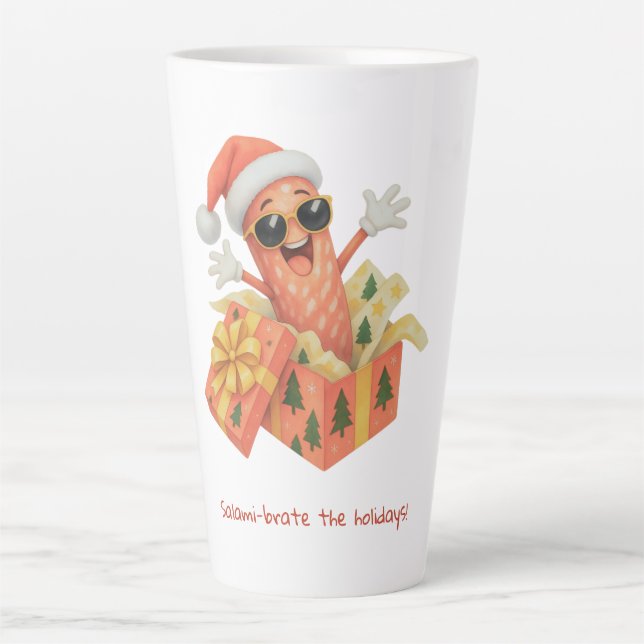 Tasse Latte Fêtez les fêtes avec du salami ! (Devant)