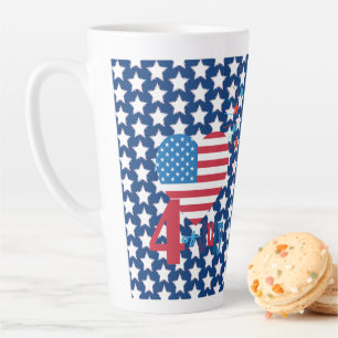 Tasse Latte Feu d'artifice 4 juillet American USA Flag Heart F