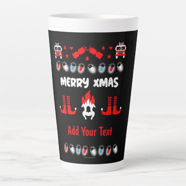 Tasse Latte Feu de pompier laide xmas (Devant)