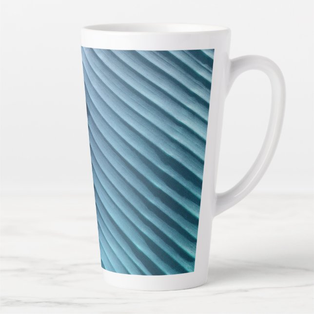 Tasse Latte Feuille Bleue Diagonale (Droite)