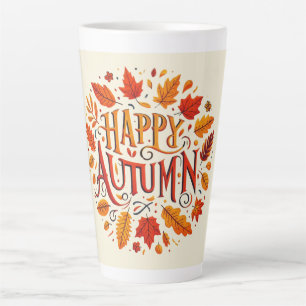 Tasse Latte feuille classique et automne heureux